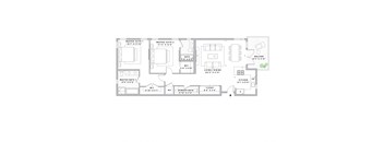 A floor plan of a house with three master suites.
