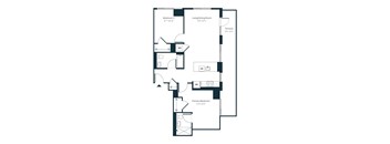 A floor plan of a home with two bedrooms and a living area.