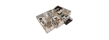 B9 - 3D floor plan - 1353 SQFT