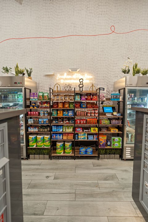 A frozen food section in a grocery store.