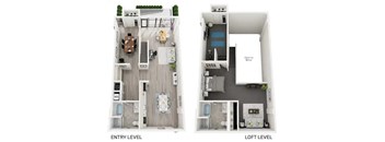 A diagram shows the layout of a two-level apartment.