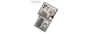 Yellowstone 1st Floor Floor Plan at Banner Hill Townhomes, Bluffdale, 84065