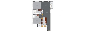 a floor plan of an apartment with a bedroom and a living room