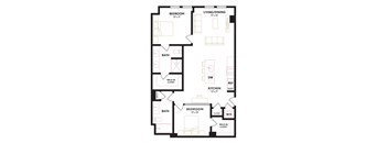 a floor plan of a unit with a bedroom and a living room
