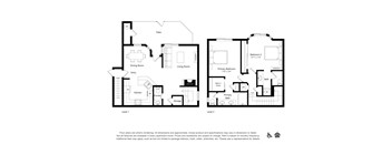a floor plan of a house with two bedrooms and two bathrooms
