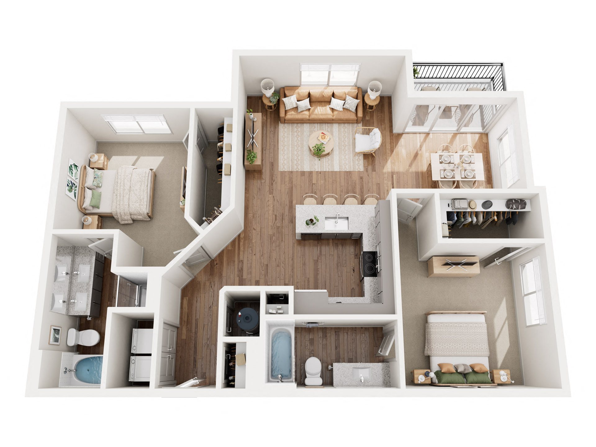 a 3d floor plan of a house with a bedroom and a bathroom
