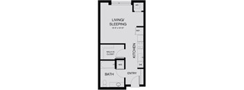 floor plan for a small bedroom with a walk in closet and a bathroom