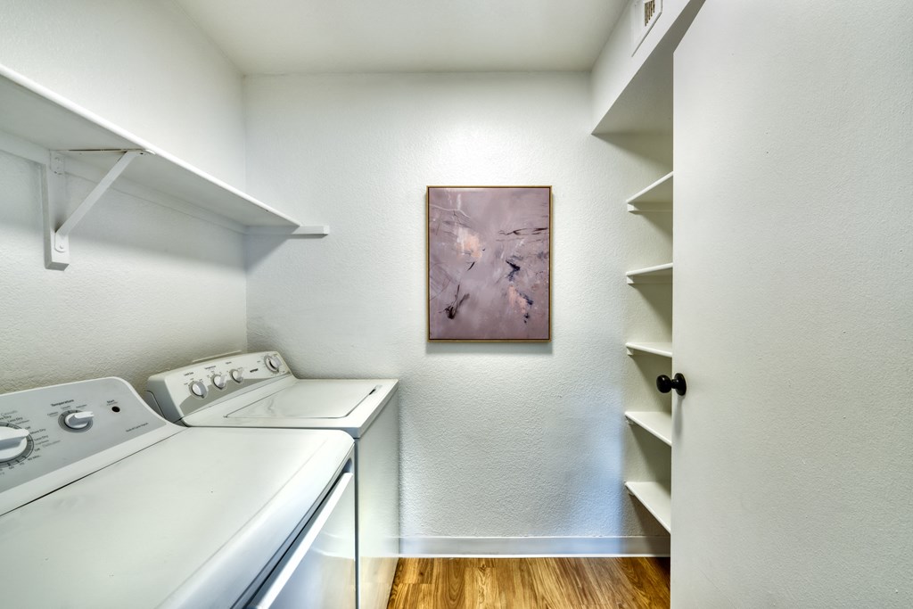 our apartments have a laundry room with four washes and a dryer