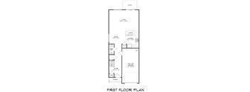 A black and white drawing of a house floor plan.