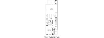 A black and white image of a first floor plan for a house.