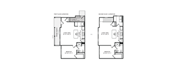 A floor plan shows two different layouts for a two-story home.