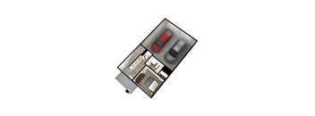 a floor plan of a small house with a red car