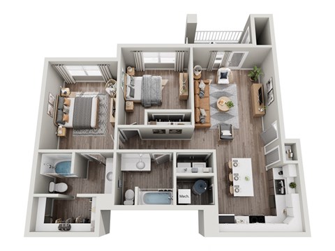 a 3d floor plan of a103103  1 bedroom