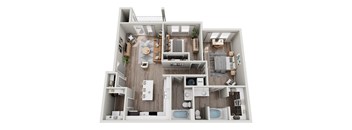 a 3d floor plan of a bedroom