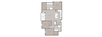 A floor plan of a house with a living room, two bedrooms, a bathroom, a kitchen, and a pantry.