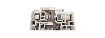 a 3d floor plan of a 2100 sq ft house