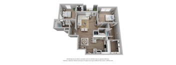a stylized floor plan with a bedroom and a living room