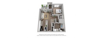 a stylized floor plan of a 1 bedroom apartment