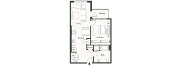 A black and white diagram of a house layout with labeled rooms.