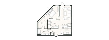 A black and white image of a floor plan for a house.