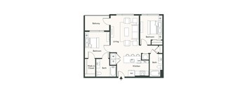 A black and white image of a floor plan for a house.