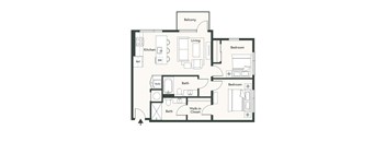 A black and white image of a floor plan for a home.