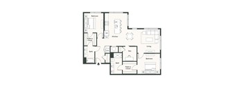 A black and white image of a floor plan for a house.