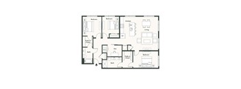 A black and white image of a house floor plan.