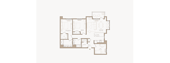 A floor plan of a house with multiple rooms and labeled areas.