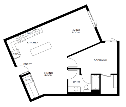 a floor plan of a house with a bedroom and a living room