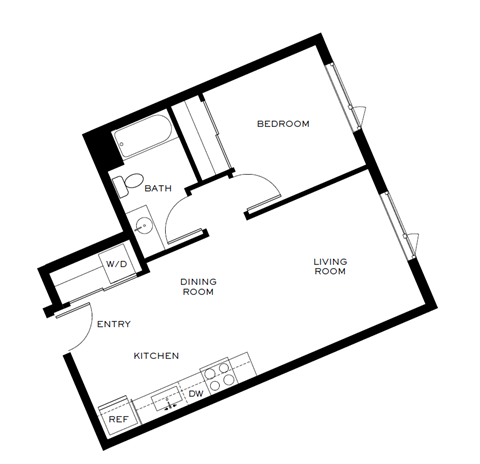 A black and white image of a floor plan of a house.