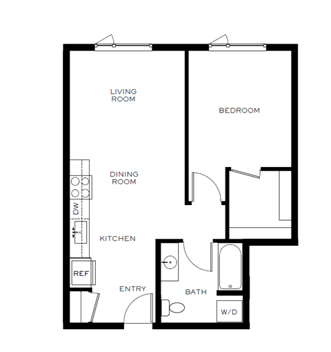 a floor plan of a room with a bedroom and a living room