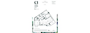 A floor plan for a three bedroom, two bathroom apartment.
