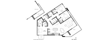 A black and white image of a floor plan for a building.