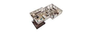 C1 - 3D floor plan - 1520 SQFT