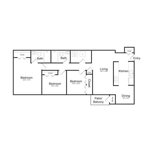 a floor plan of a bedroom apartment