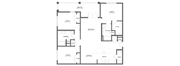 A black and white image of a house floor plan with rooms labeled.