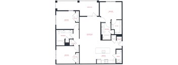 A black and white floor plan of a house with rooms labeled as "REFRESH", "STASH", "CREATE", "WASH", "ENTERTAIN", and "BREATHE".