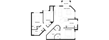A black and white image of the C1 floor plan.