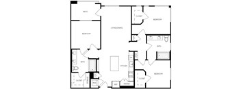 A black and white image of a house floor plan with labeled rooms.