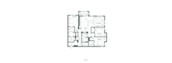 A black and white image of a floor plan for a home.