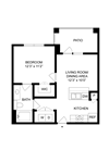 A1 Floor Plan A1 1 Bed 1 Bath, 625 sq.ft. Floorplan at Allora Bella Terra, Richmond, Texas