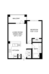 A2 Floor Plan A2 1 Bed 1 Bath, 625 sq.ft. Floorplan at Allora Bella Terra, Richmond, TX
