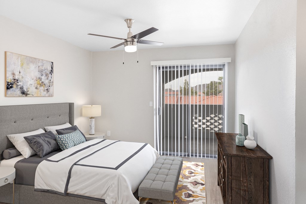 Bedroom With Ceiling Fan at San Valiente, Arizona