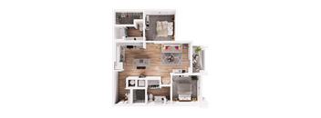 a 3d rendering of the floor plan of a house
