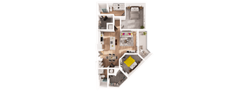 a floor plan of a house with a bedroom and a living room