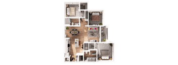 a 3d rendering of the floor plan of a house