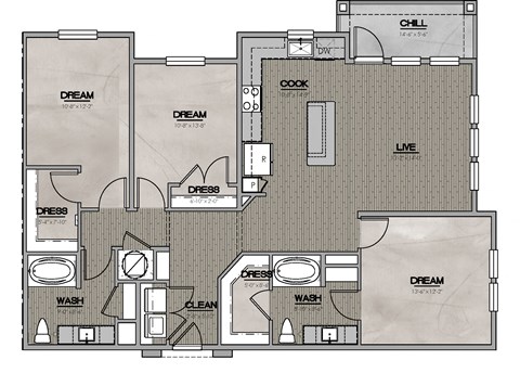 C1 1378 sf Floor Plan
