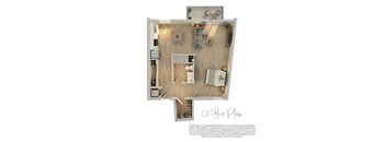 A 3D Floor Plan of a residential apartment.