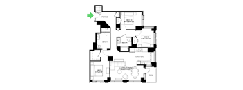 A black and white image of a house floor plan with a foyer.